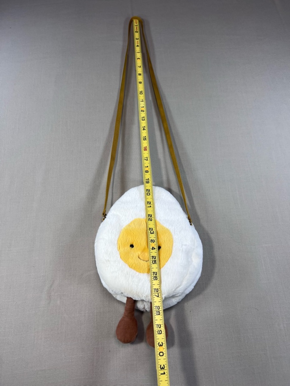 Jellycat Amuseable Happy Boiled Egg Crossbody Bag Plush White Yellow London - Picture 4 of 13